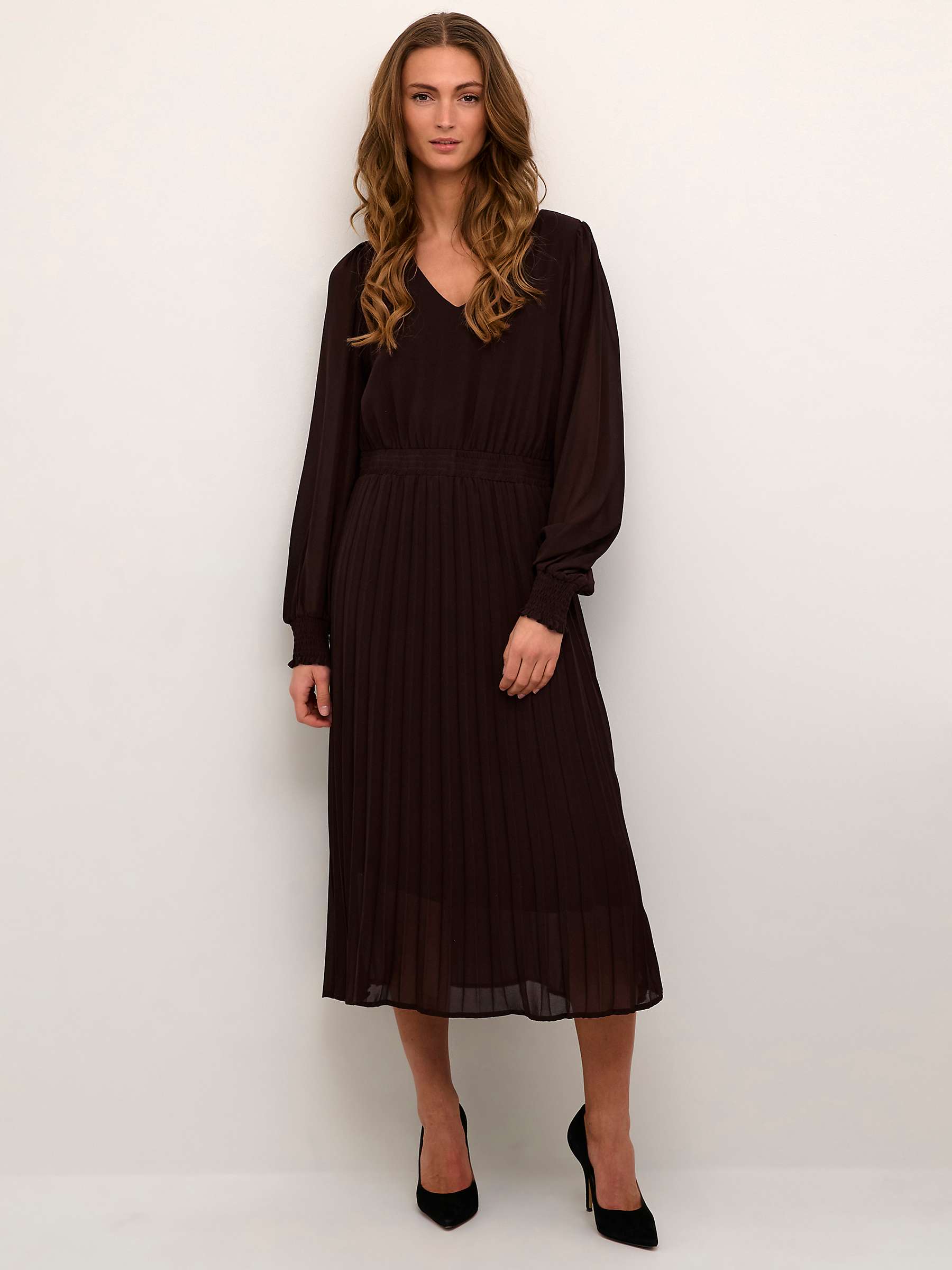 Buy KAFFE Nikka V-Neck Long Sleeve Midi Dress Online at johnlewis.com