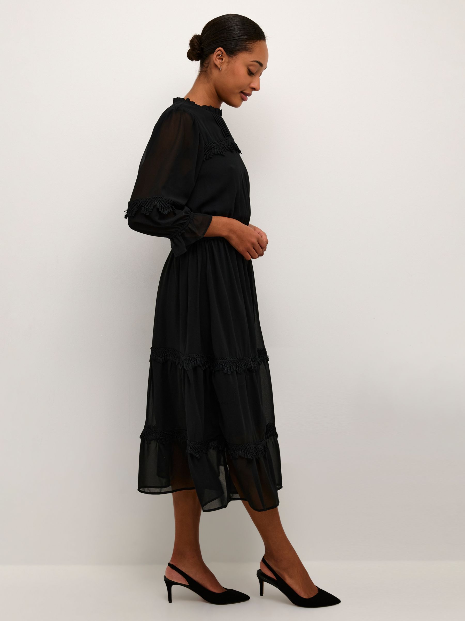 KAFFE Freya Chiffon Dress, Black, 10