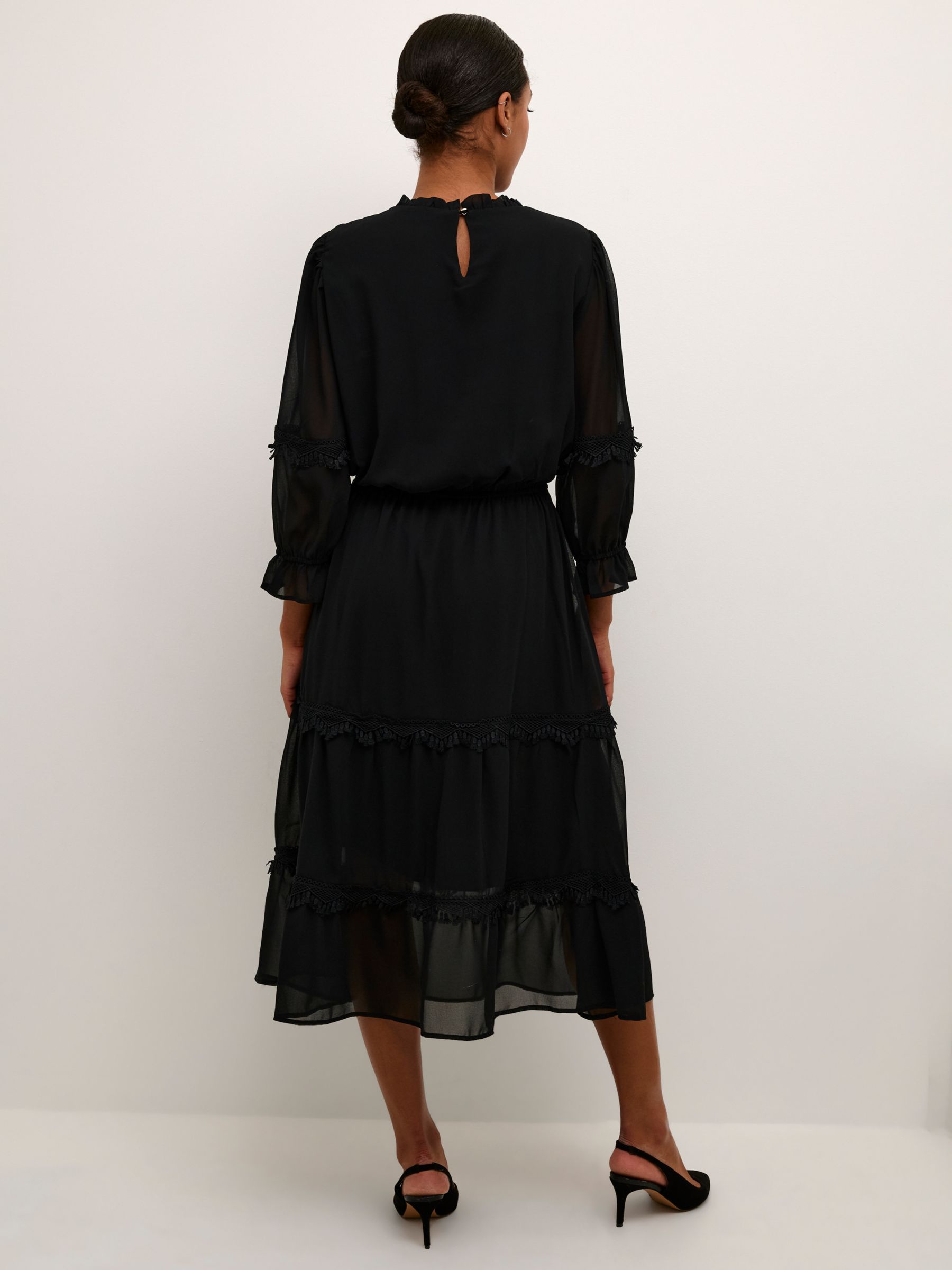 KAFFE Freya Chiffon Dress, Black, 10