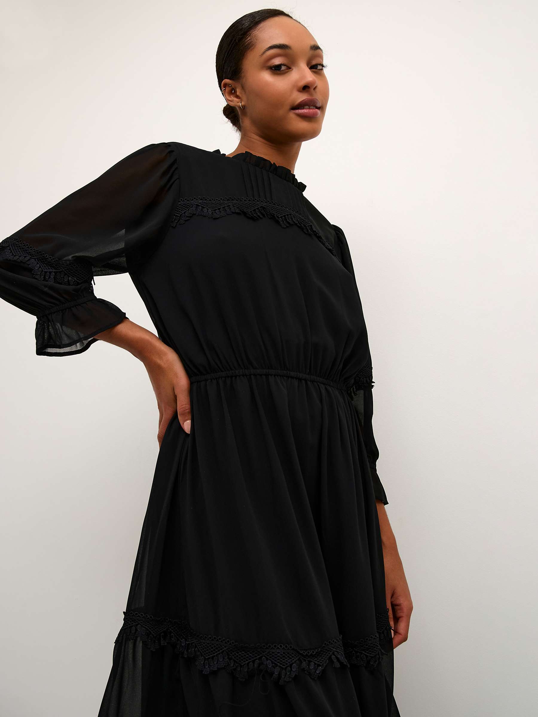 Buy KAFFE Freya Chiffon Dress, Black Online at johnlewis.com