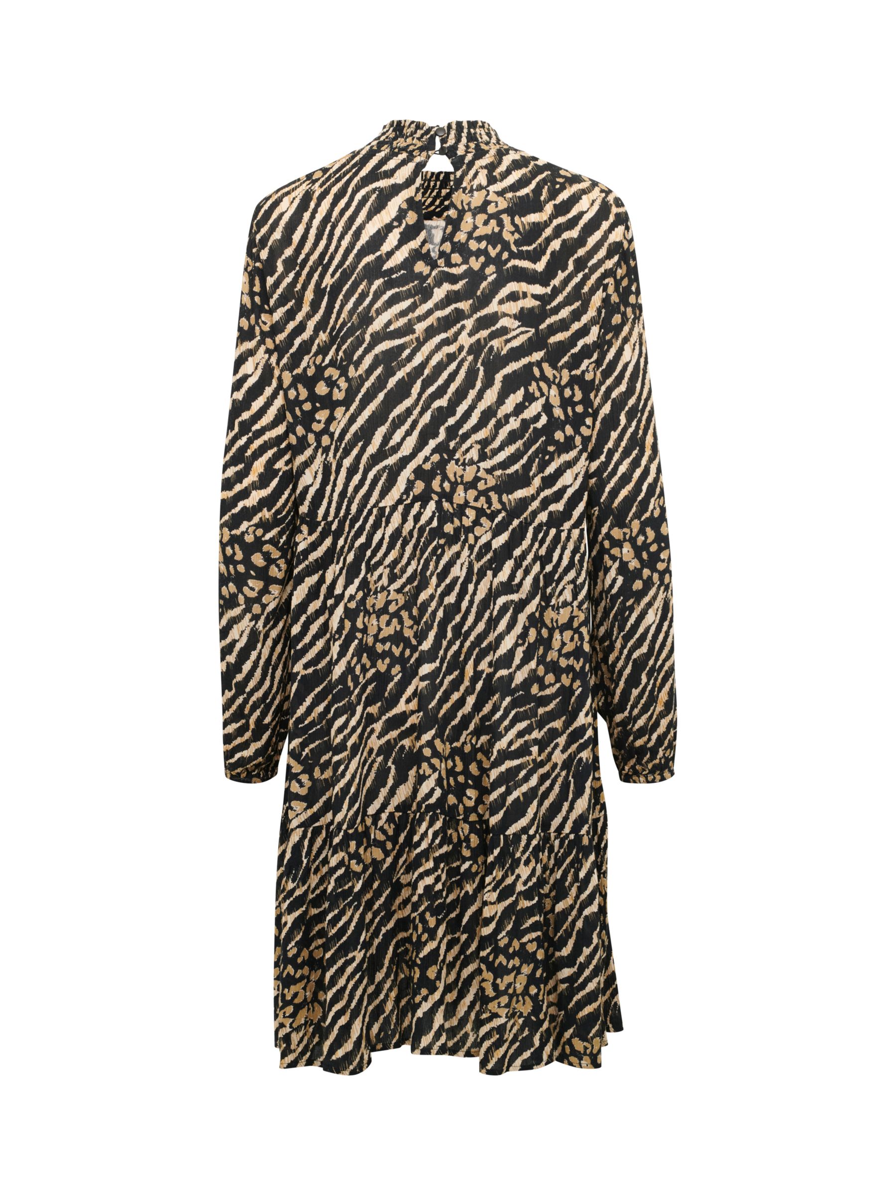 KAFFE Karina Amber Animal Print Midi Dress, Black/Brown at John Lewis ...