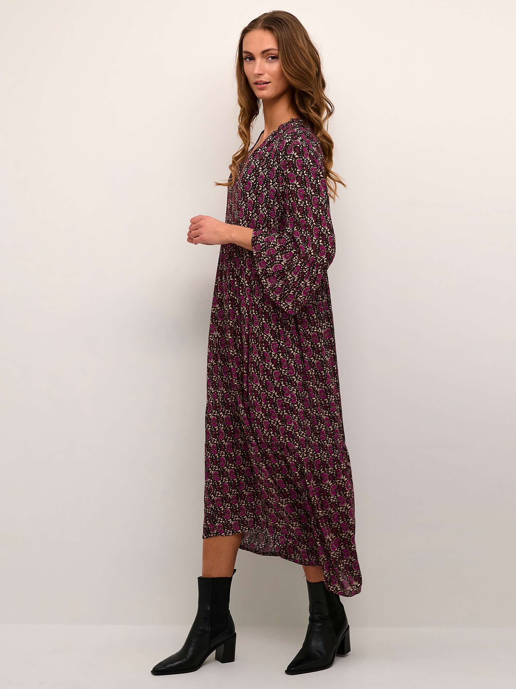 Buy Karina Amber Flower and Leaf Midi Dress, Pink/Multi Online at johnlewis.com