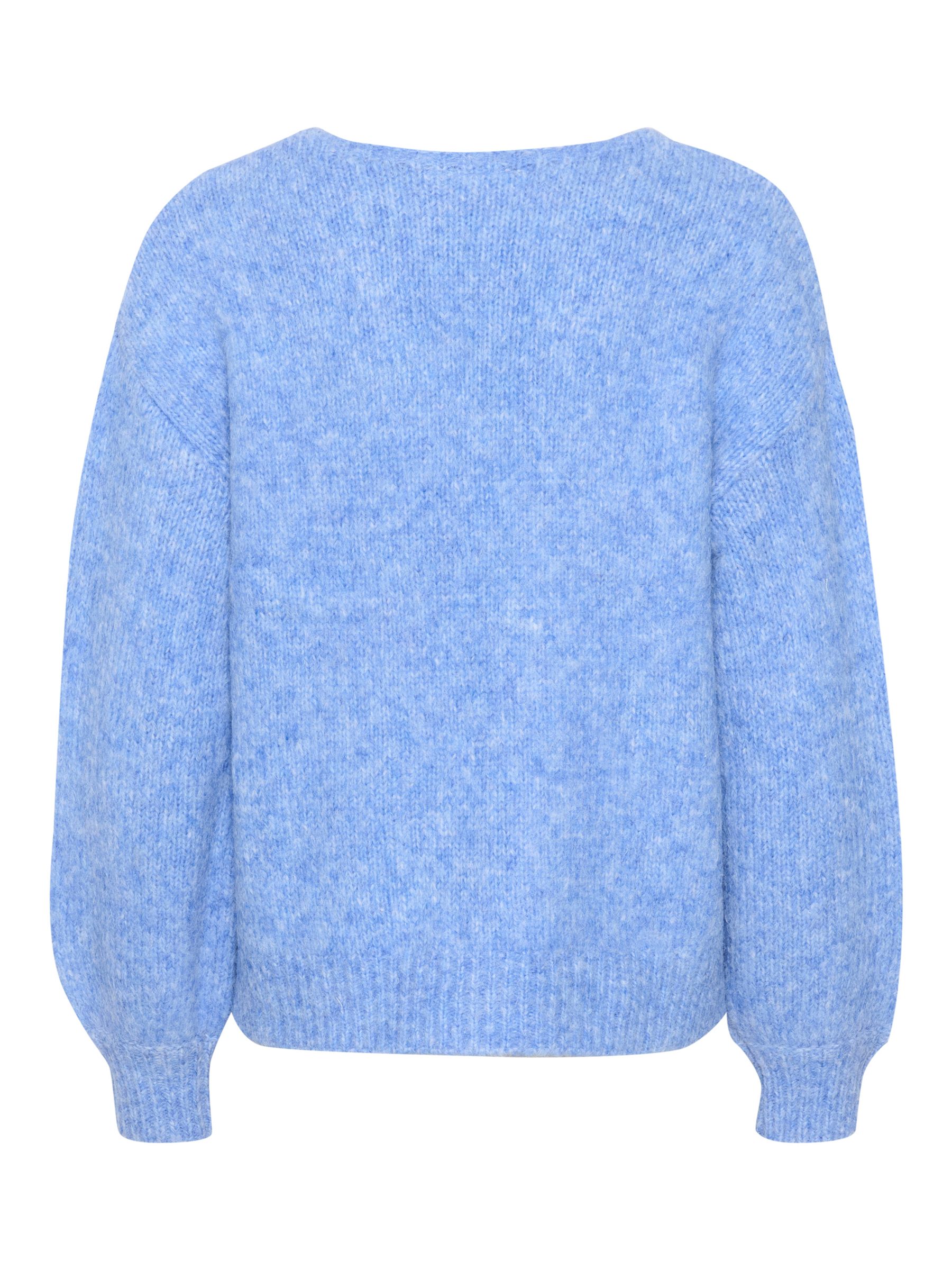 KAFFE Sarla Wool Blend V-Neck Jumper, Cornflower Blue