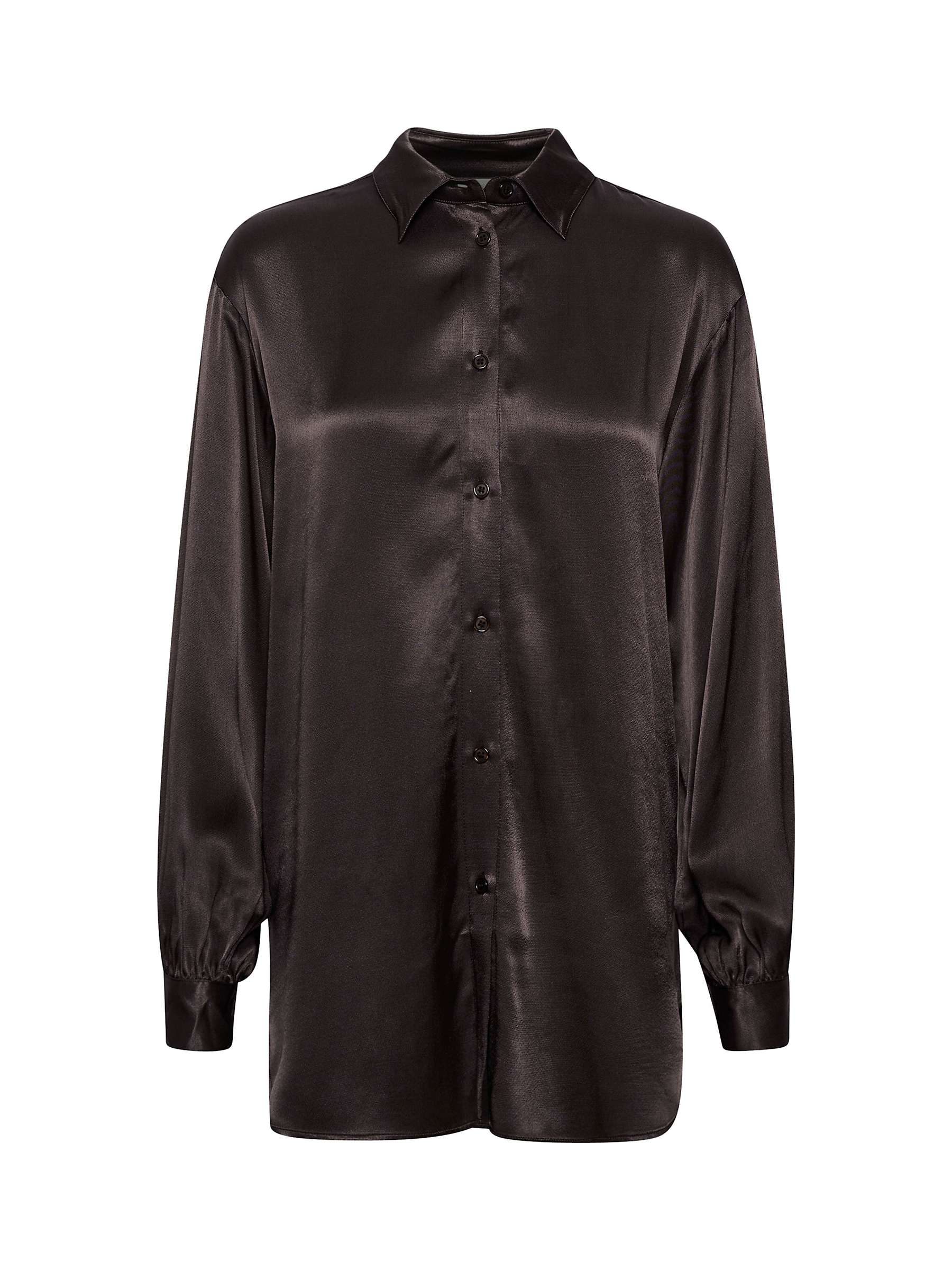 Buy KAFFE Rosita Loose Fit Satin Fabric Shirt, Brown Online at johnlewis.com