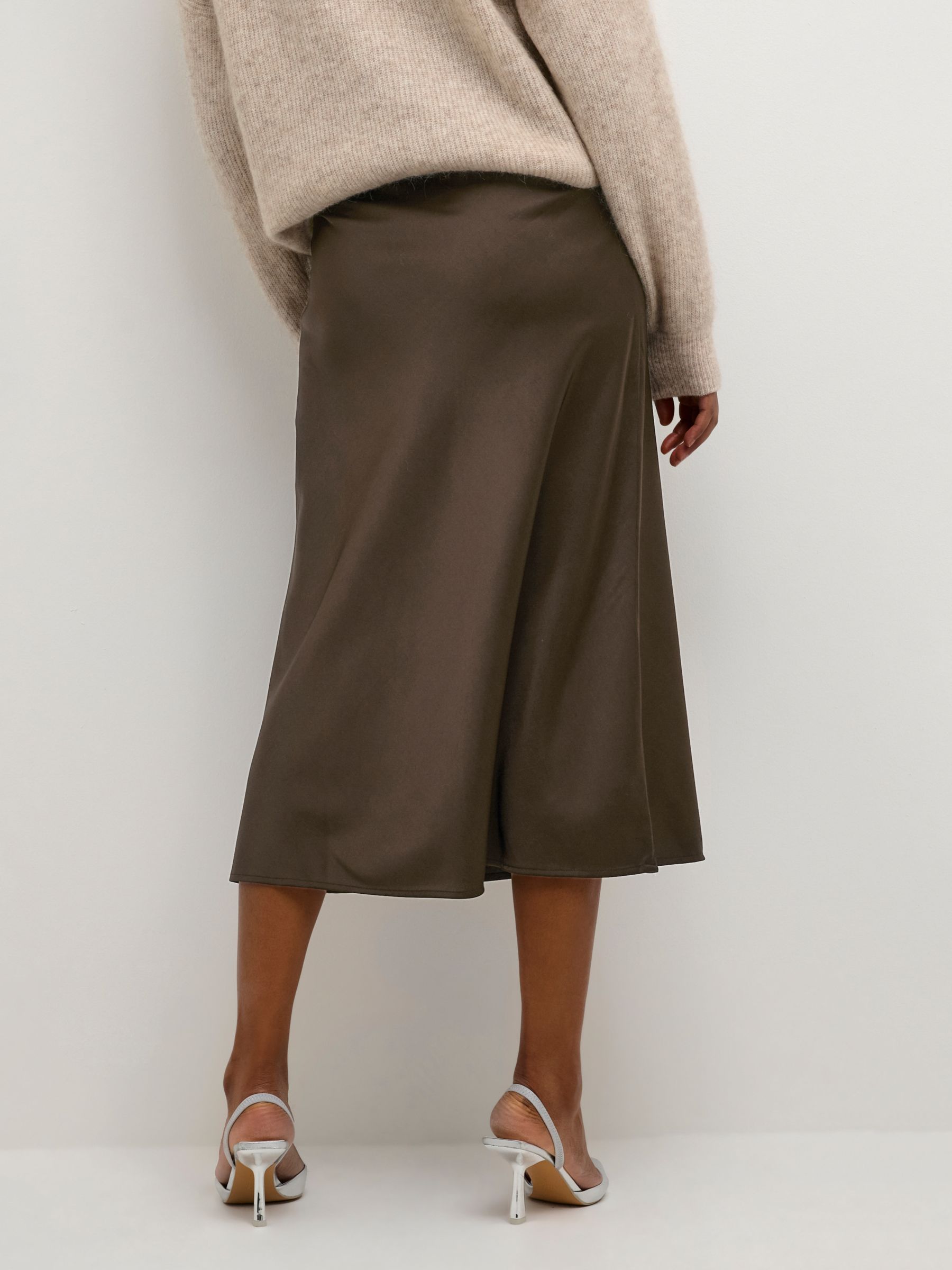 Buy KAFFE Sasima Midi Skirt, Brown Online at johnlewis.com