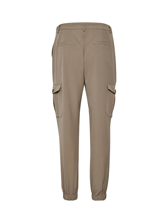 KAFFE Emma Cropped Elastic Cuff Cargo Trousers, Brown at John Lewis ...