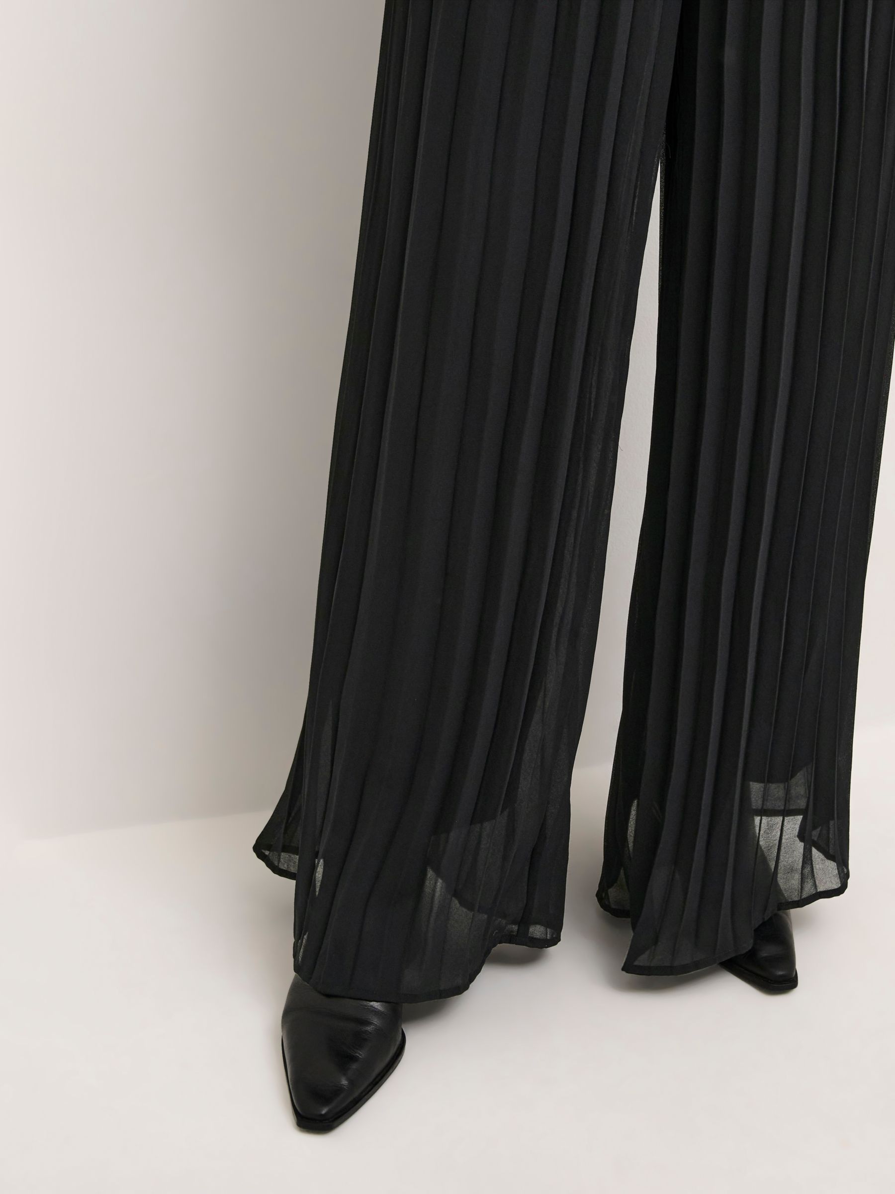 Buy KAFFE Nikka Pleated Wide Leg Trousers, Black Online at johnlewis.com