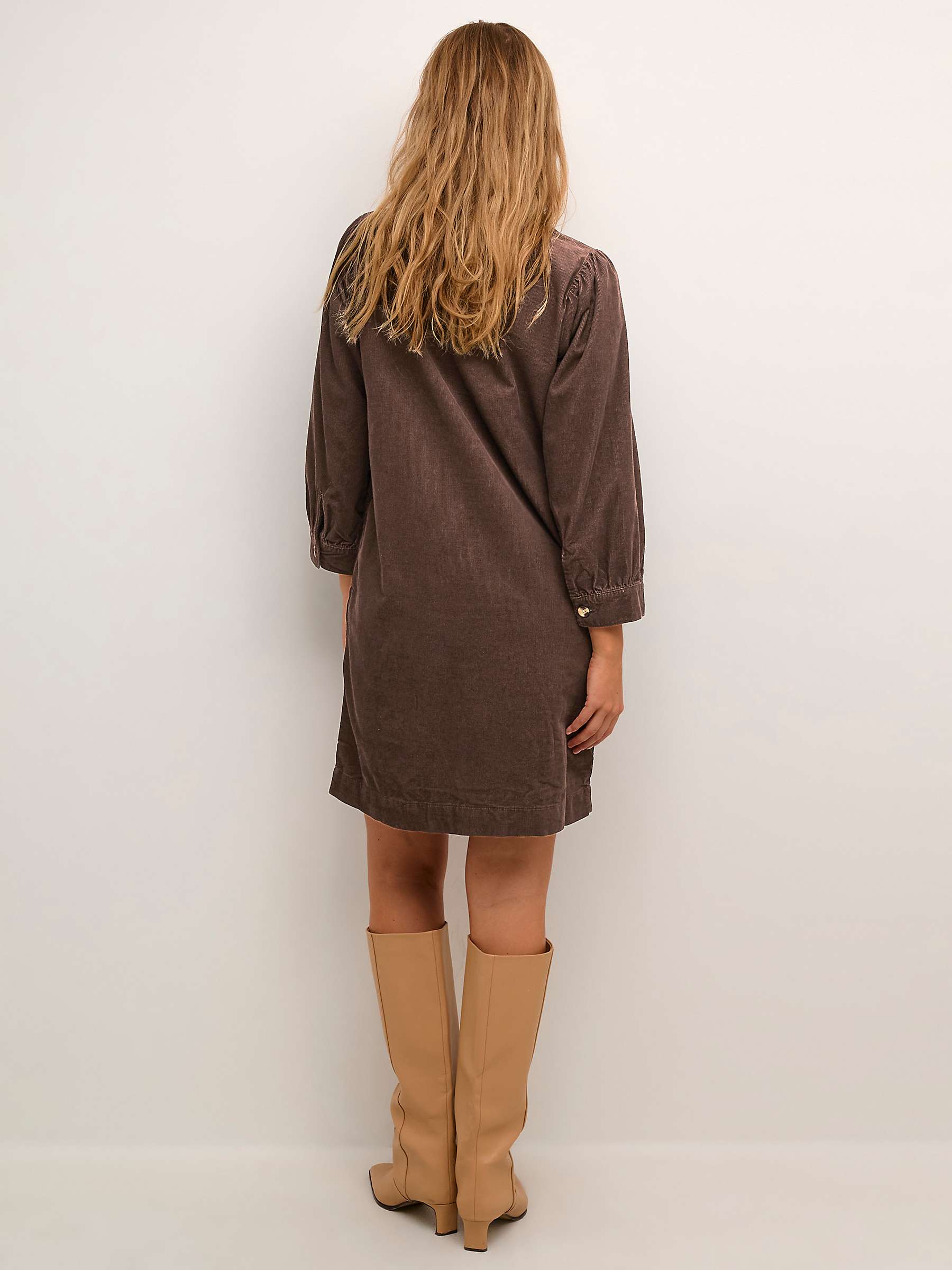 Buy KAFFE Lina Corduroy Shift Dress, Java Online at johnlewis.com