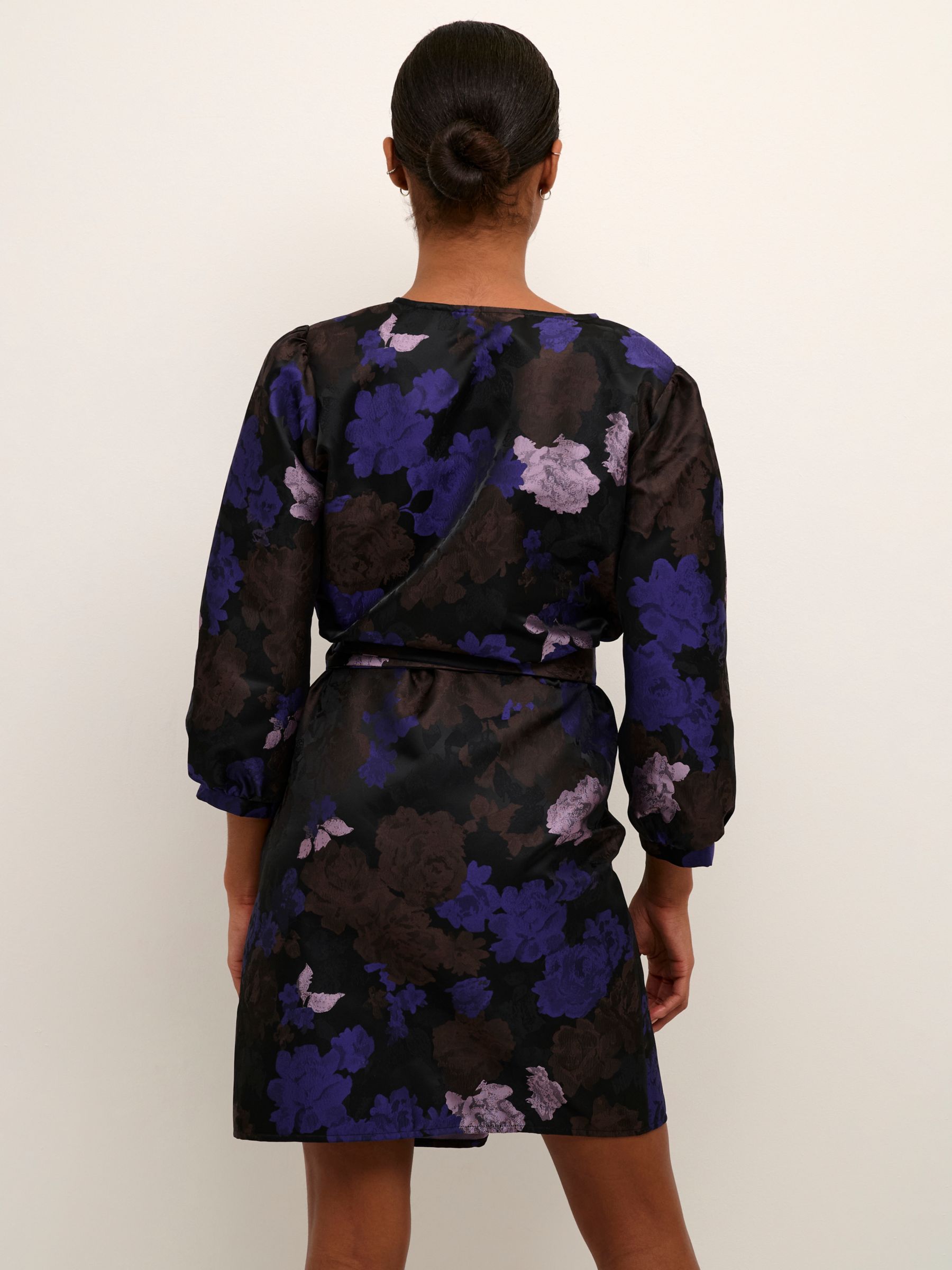 KAFFE Victoria Mini Wrap Dress, Black/Multi at John Lewis & Partners