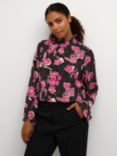 KAFFE Pollie High Neck Blouse, Fuchsia Red Flower