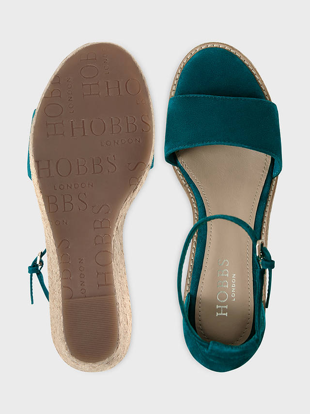 Hobbs Vespa Suede Espadrille Wedge Sandals, Palm Green