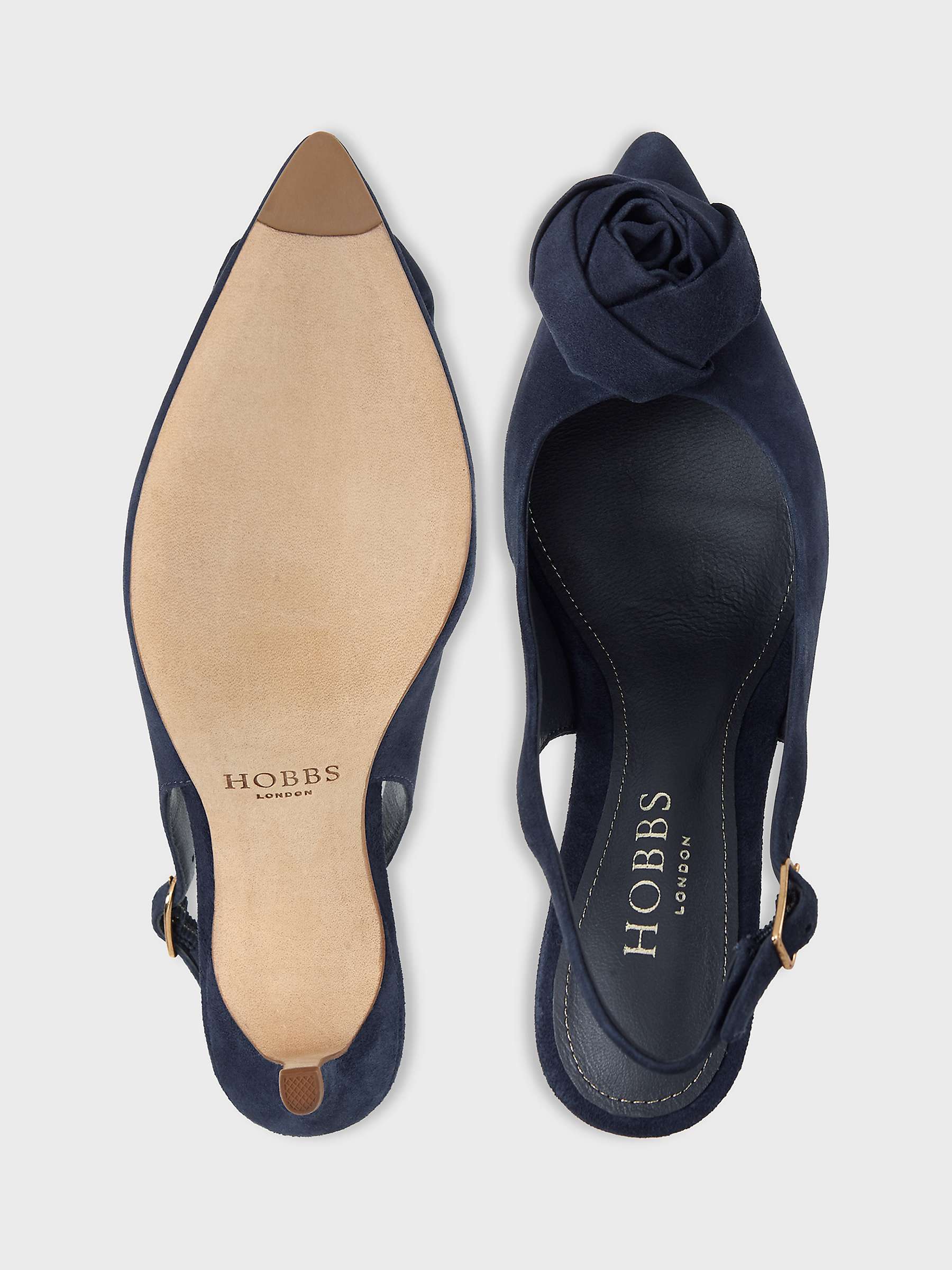 Buy Hobbs Maisie Rosette Detail Slingback Court Shoes, Midnight Online at johnlewis.com