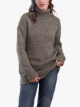 Celtic & Co. Purl Detail Roll Neck, Undyed Brown