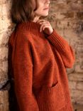 Celtic & Co. Flecked Patch Pocket Wool Jumper, Burnt Orange