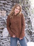Celtic & Co. Donegal Wool Cable Crew Neck Jumper, Rust, Rust