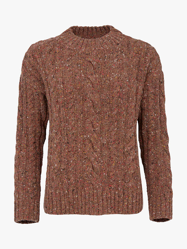 Celtic & Co. Donegal Wool Cable Crew Neck Jumper, Rust