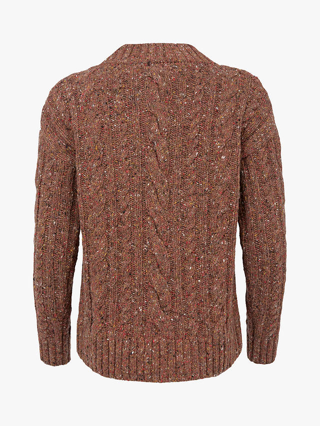 Celtic & Co. Donegal Wool Cable Crew Neck Jumper, Rust