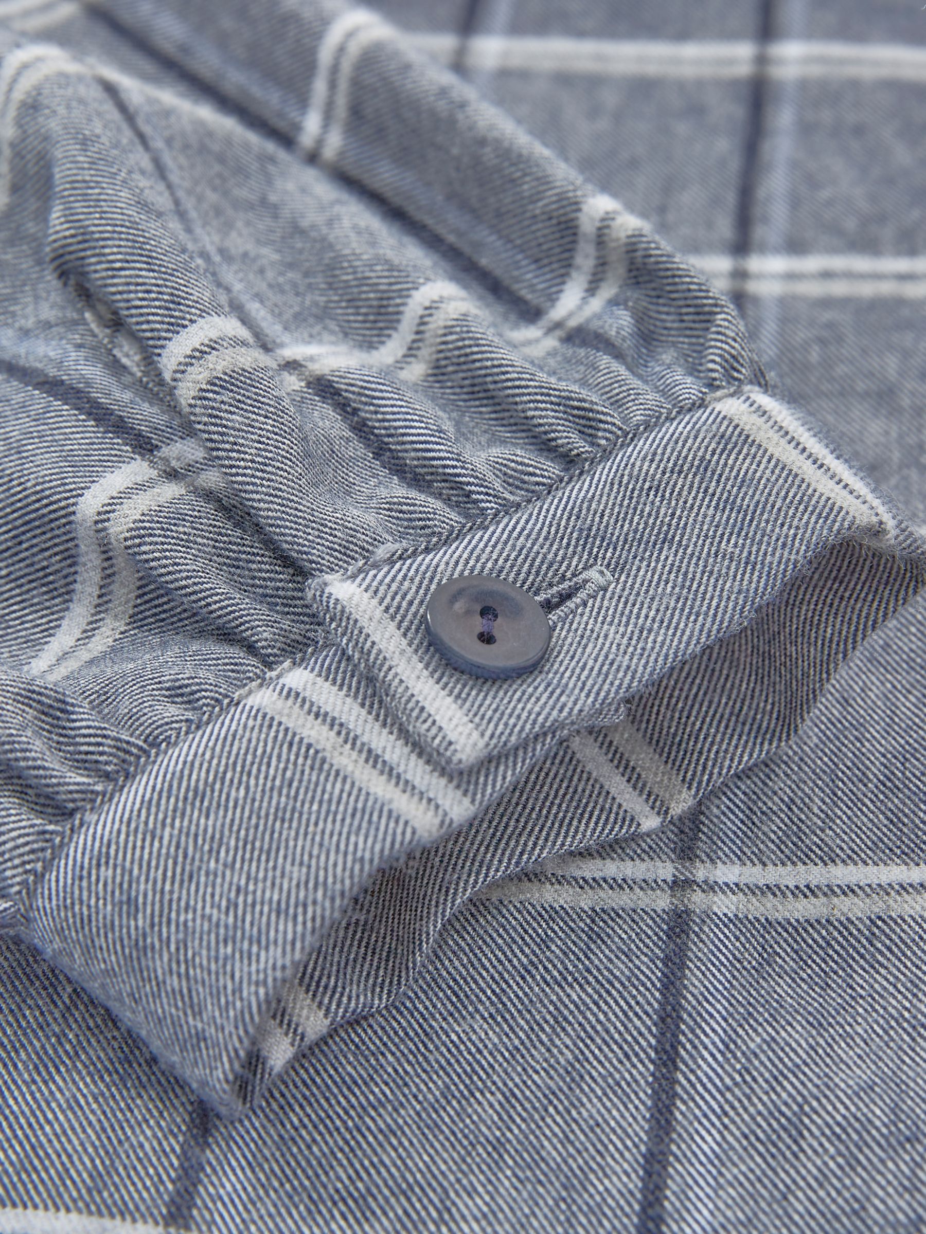 Celtic & Co. Organic Cotton Check Collarless Shirt, Vintage Blue at ...