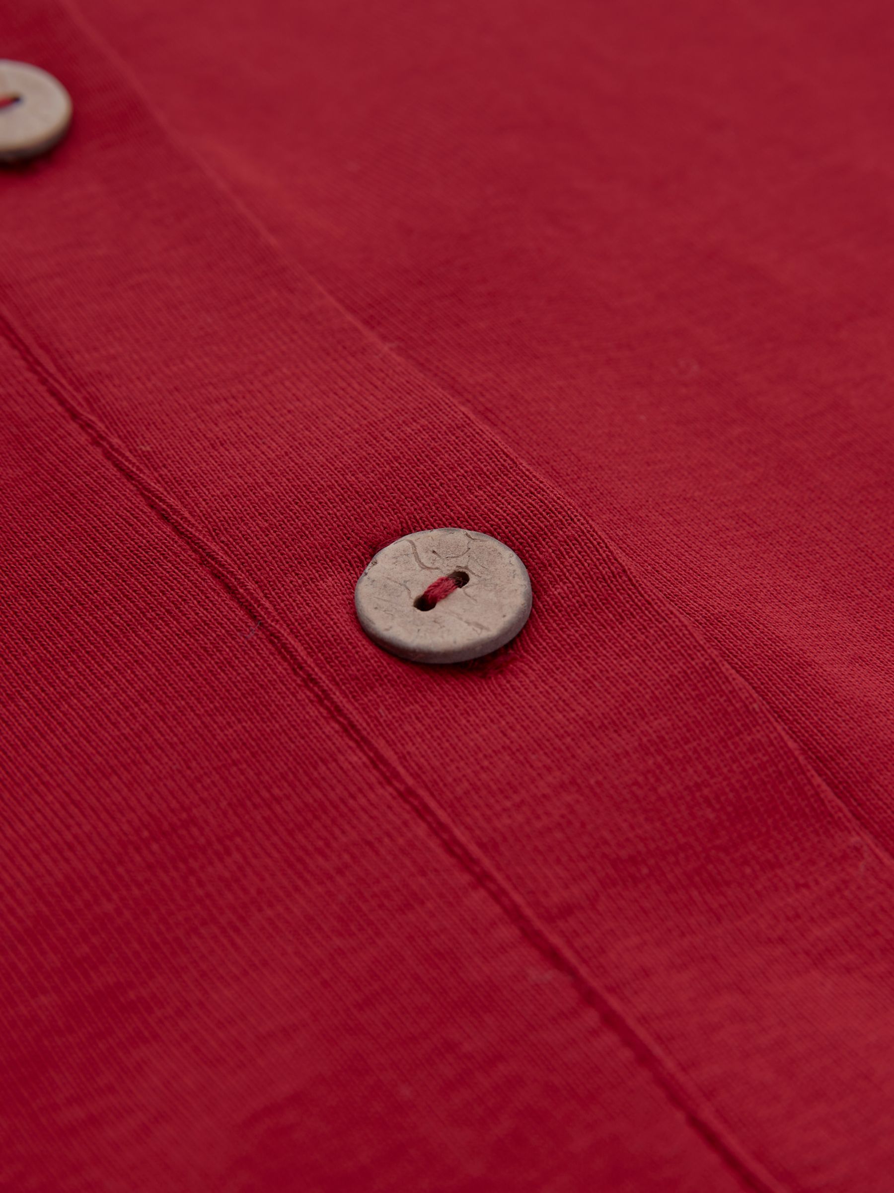Buy Celtic & Co. Organic Cotton Button Through Jersey Top, Pillarbox Red Online at johnlewis.com