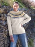 Celtic & Co. Luxe Fair Isle Cotton Blend Jumper, Oatmeal, Oatmeal