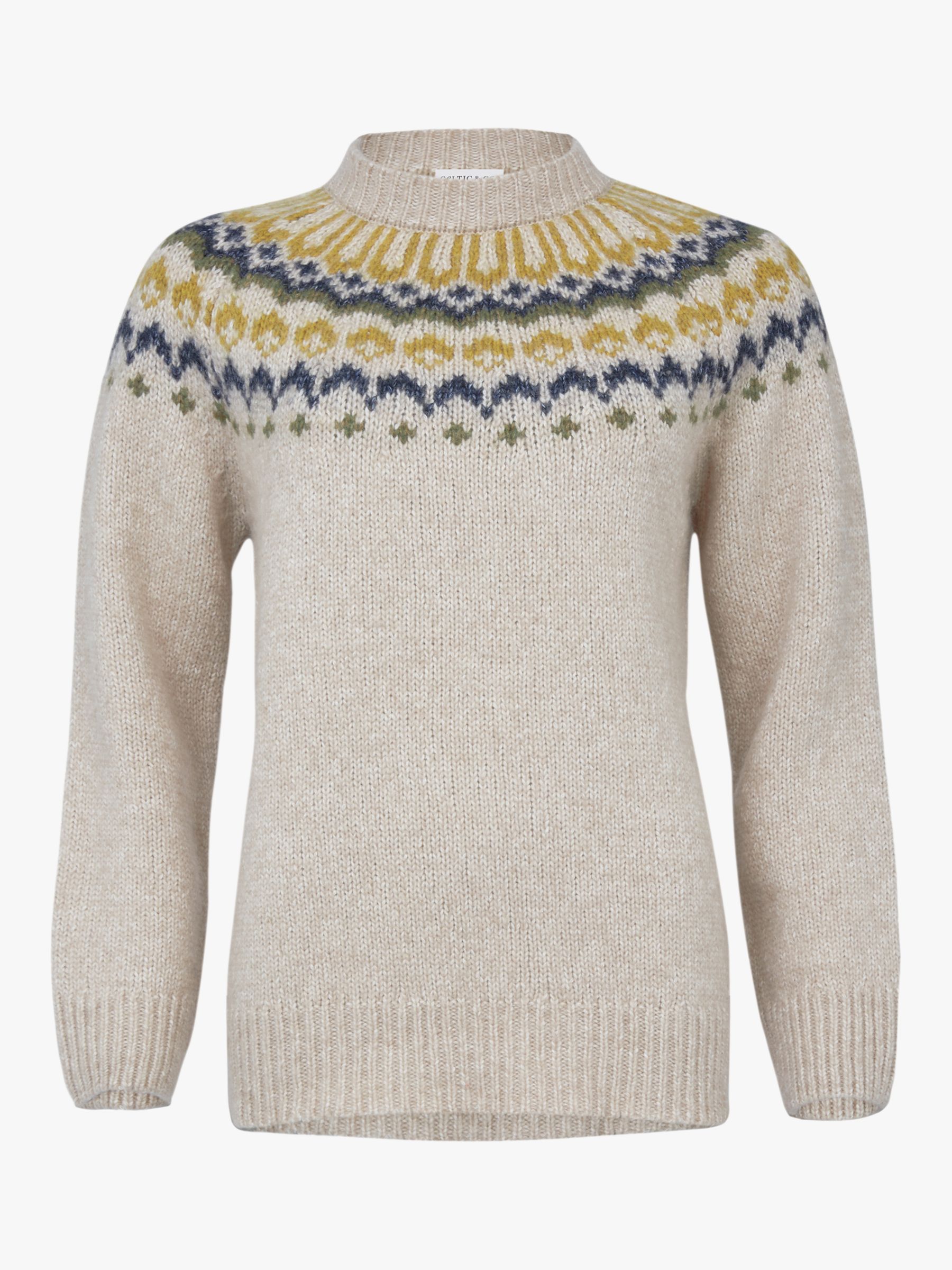 Buy Celtic & Co. Luxe Fair Isle Cotton Blend Jumper, Oatmeal Online at johnlewis.com
