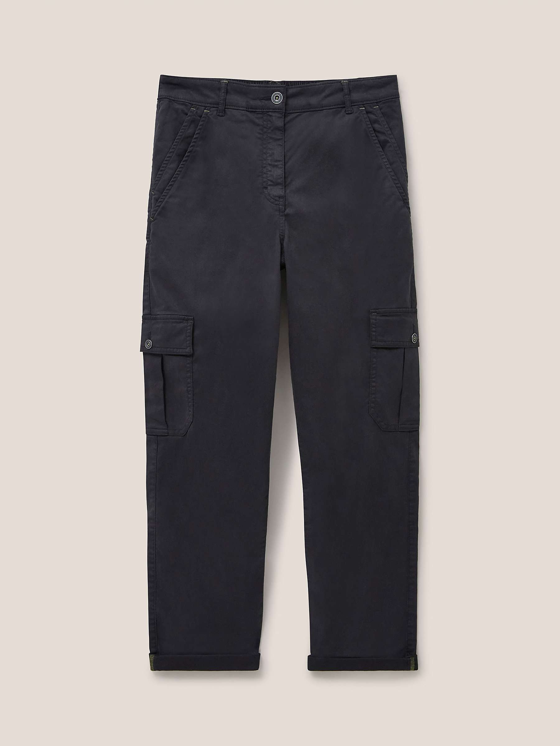 Buy White Stuff Everleigh Cropped Cargo Trousers, Washed Black Online at johnlewis.com