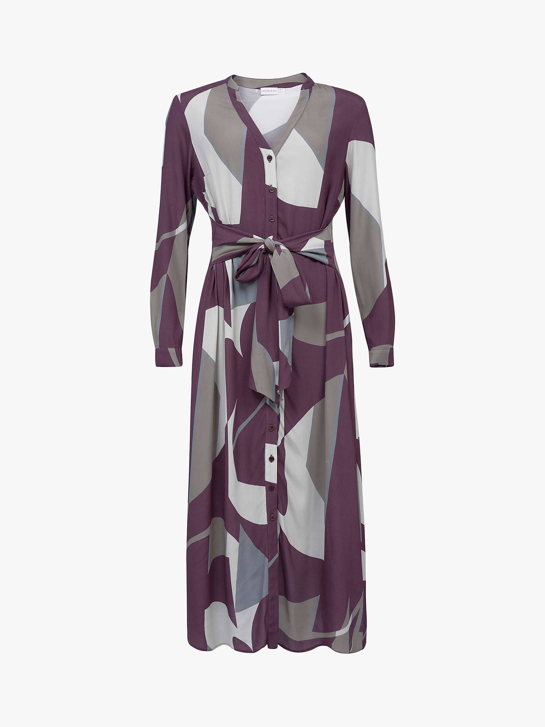 Buy Celtic & Co. Long Sleeve Tie Front Midi Dress, Damson Online at johnlewis.com