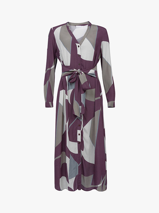 Celtic & Co. Long Sleeve Tie Front Midi Dress, Damson