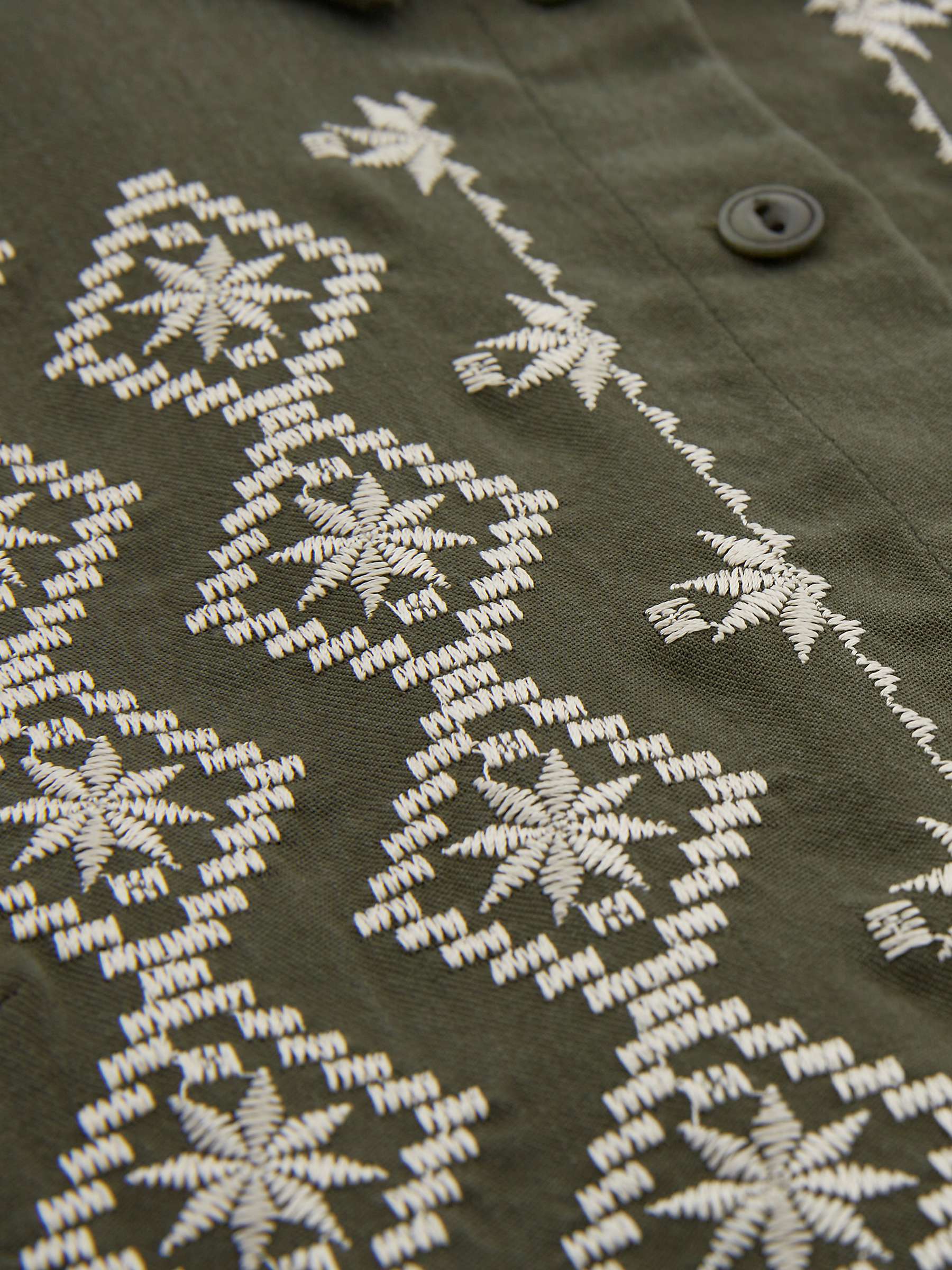 Buy Celtic & Co. Embroidered Detail Shirt Midi Dress, Olive Online at johnlewis.com
