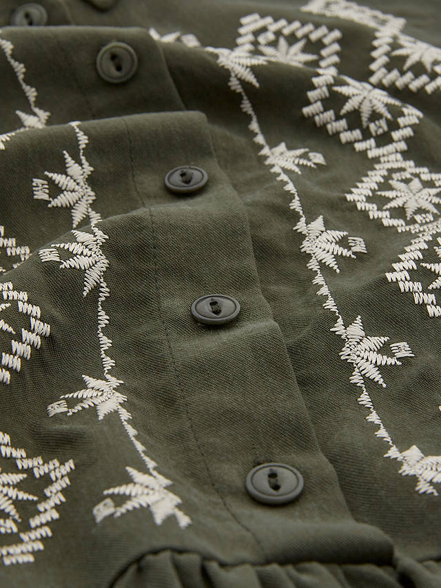 Celtic & Co. Embroidered Detail Shirt Midi Dress, Olive