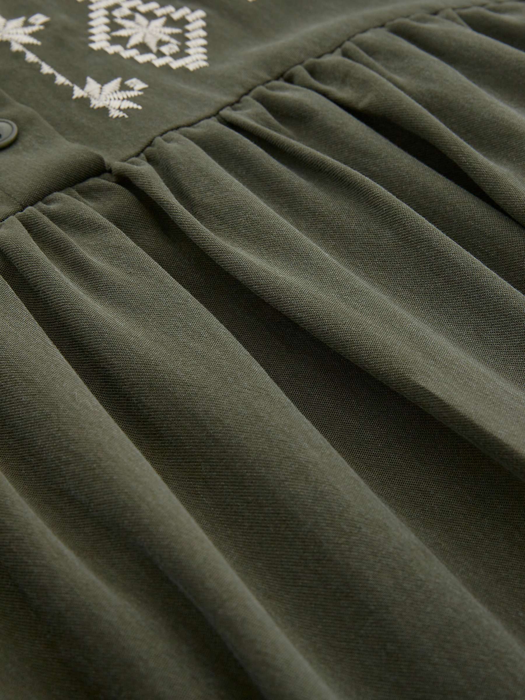 Buy Celtic & Co. Embroidered Detail Shirt Midi Dress, Olive Online at johnlewis.com