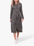 Celtic & Co. D-Ring Belted Leopard Midi Dress, Ebony