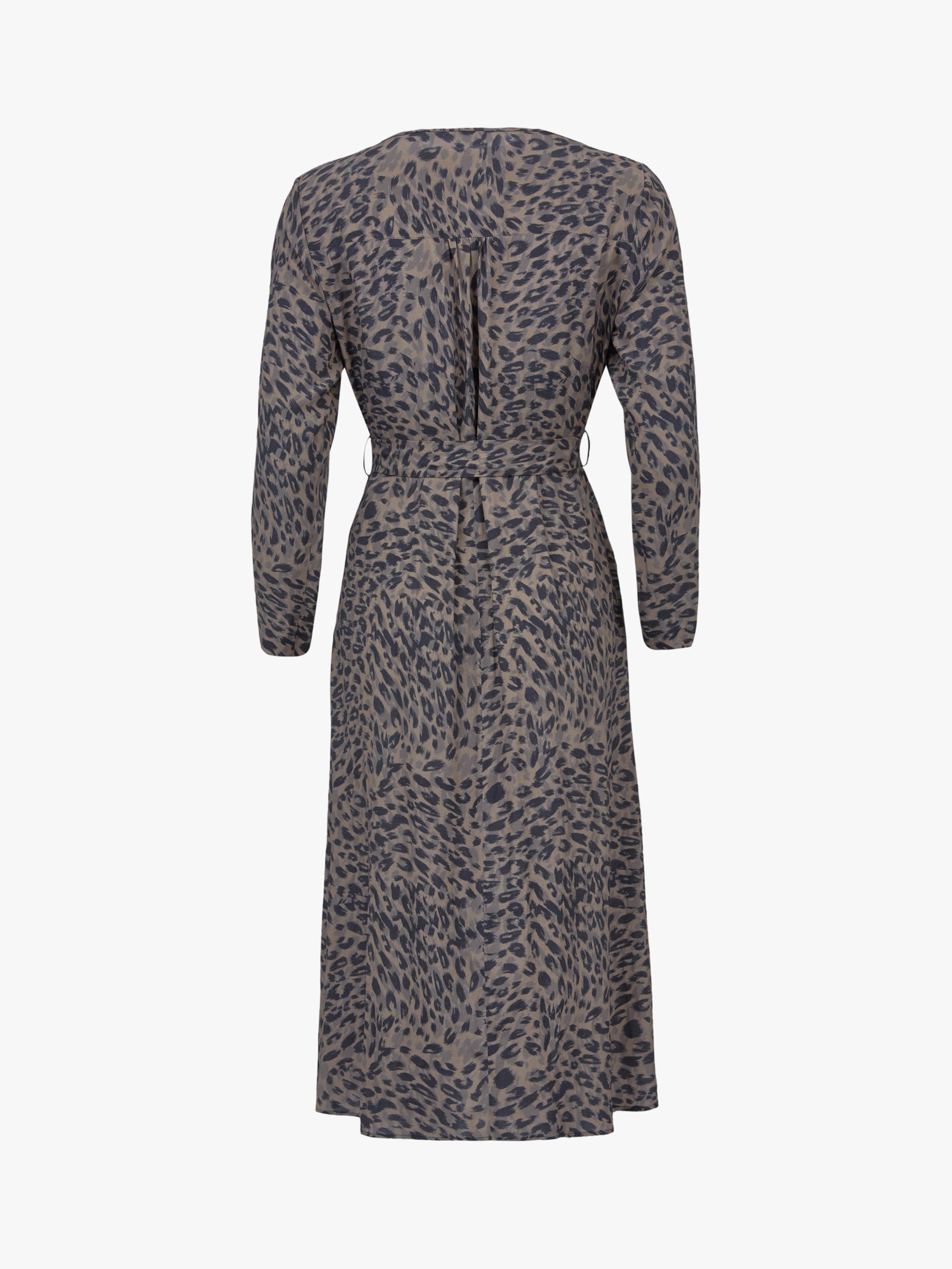 Celtic & Co. D-Ring Belted Leopard Midi Dress, Ebony, 8