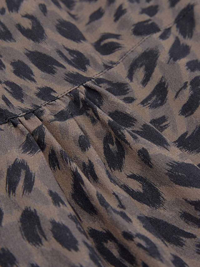Celtic & Co. D-Ring Belted Leopard Midi Dress, Ebony