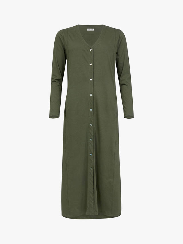 Celtic & Co. Organic Cotton Button Through Midi Dress, Olive