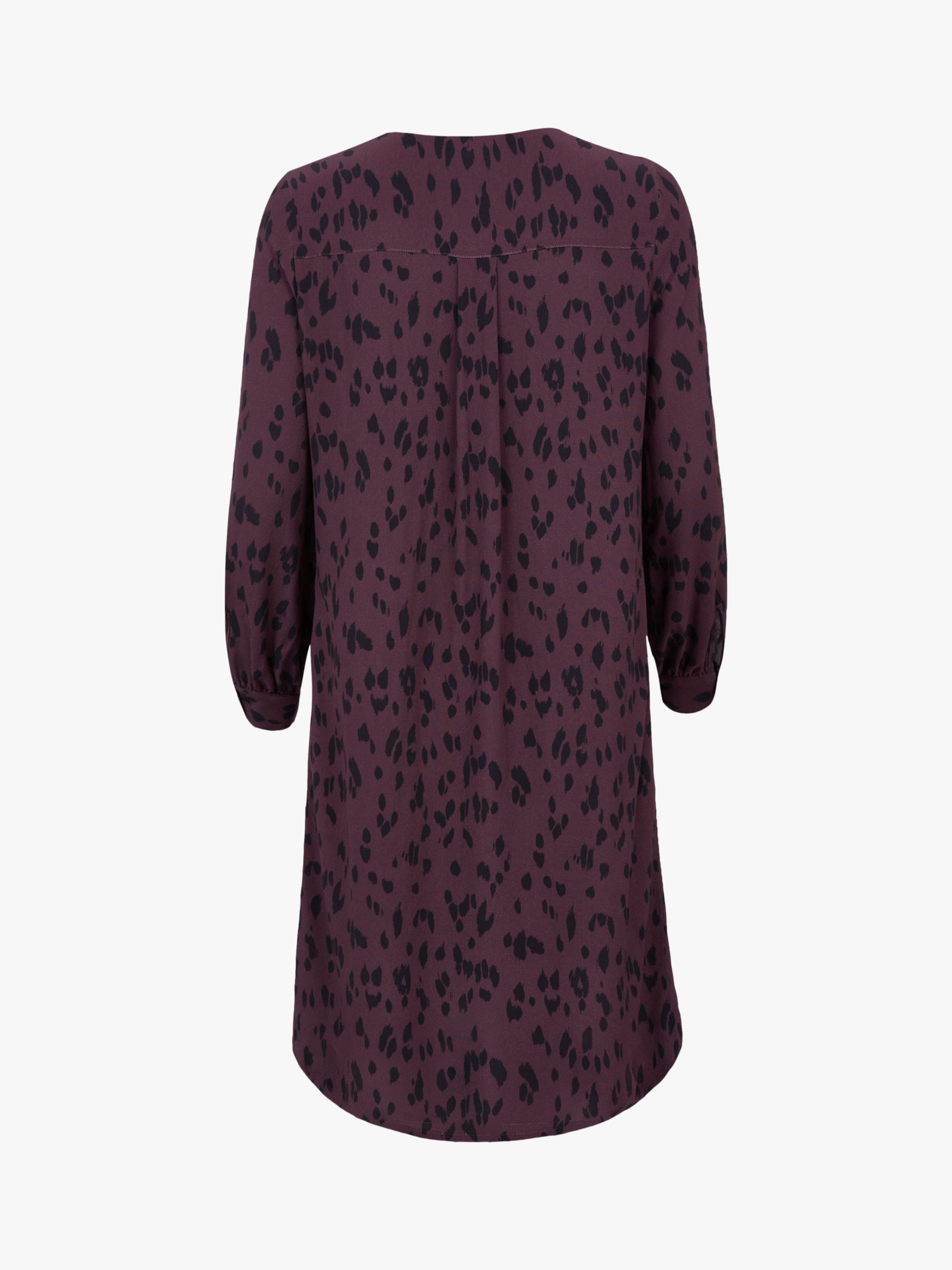 Celtic & Co. Printed Pleat Front Knee Length Dress, Purple/Black, 8