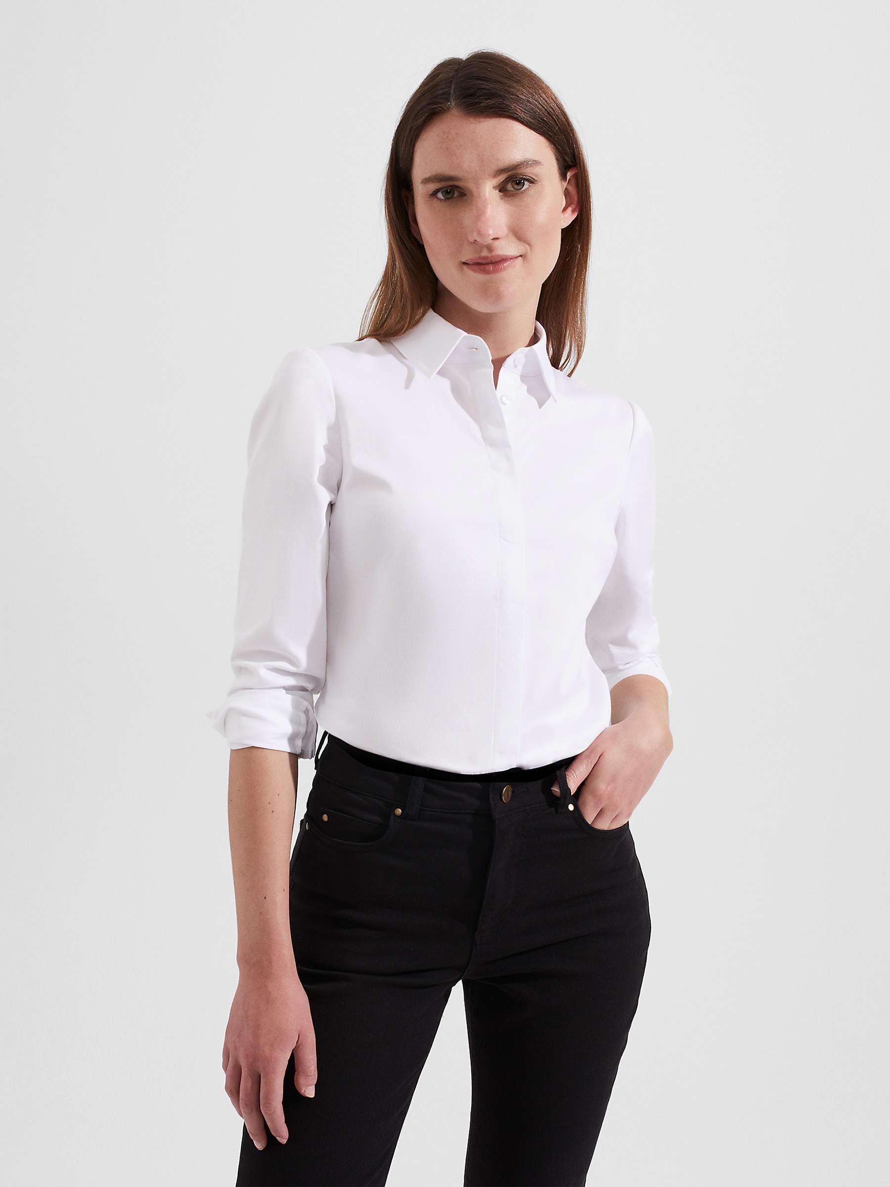 Hobbs Victoria Plain Long Sleeve Shirt, White at John Lewis & Partners