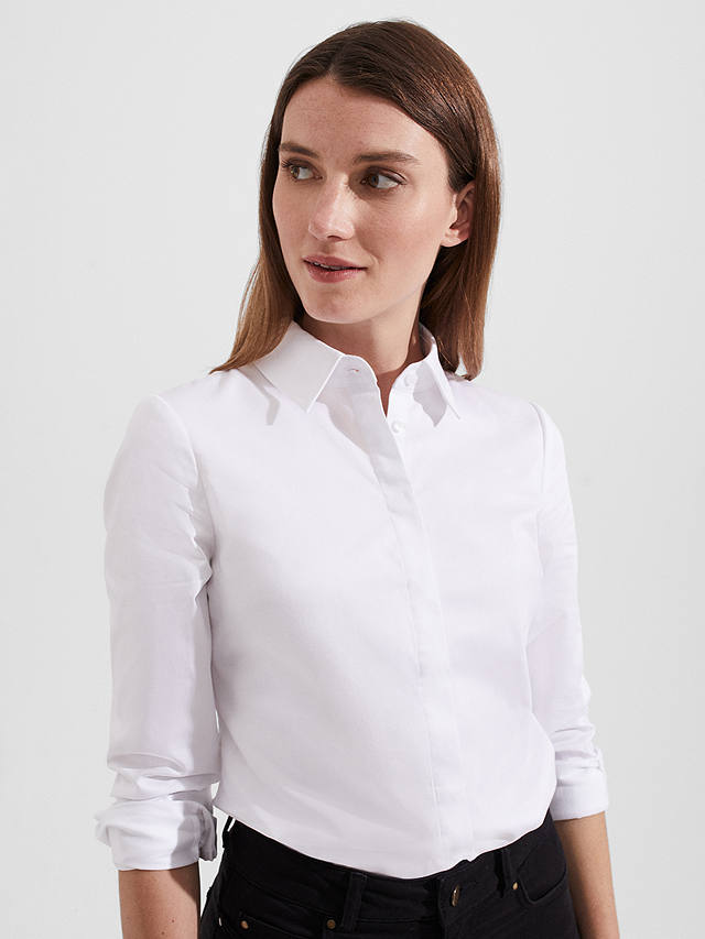 Hobbs Victoria Plain Long Sleeve Shirt, White