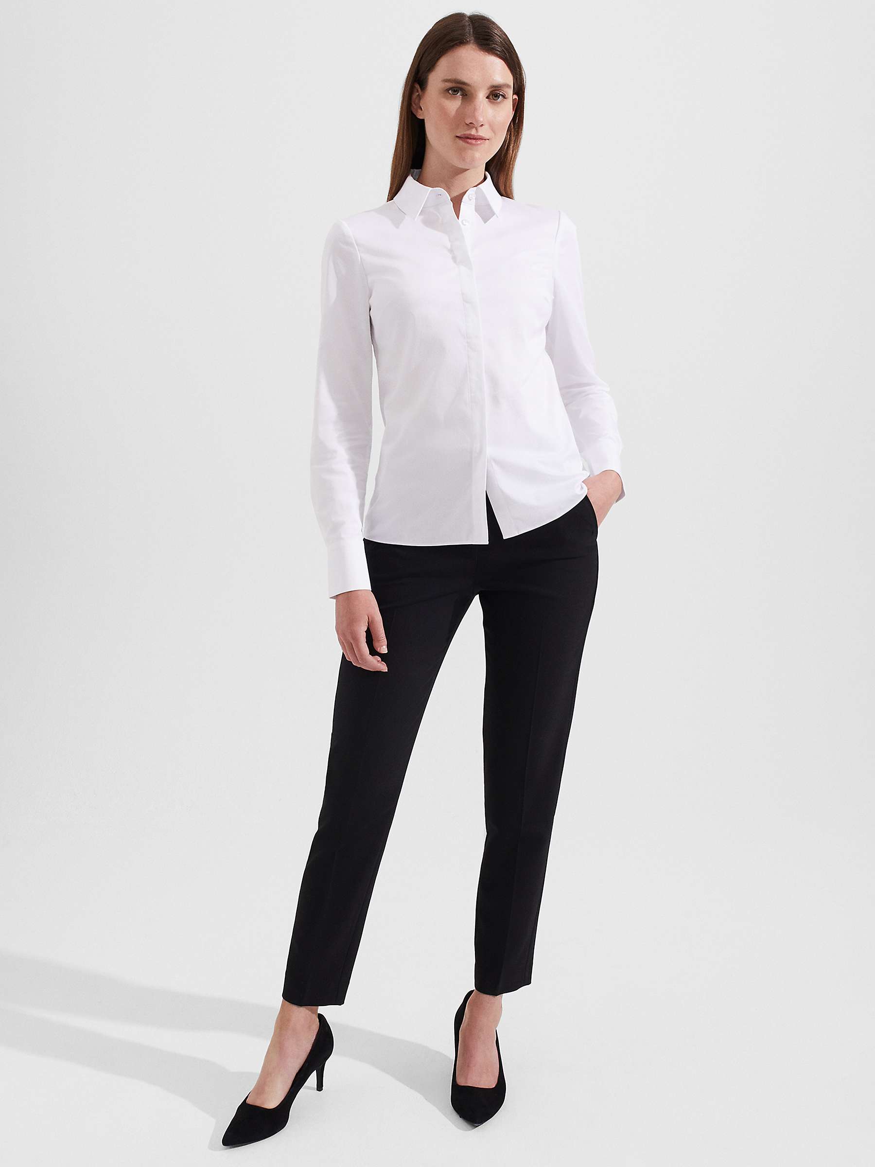 Buy Hobbs Victoria Plain Long Sleeve Shirt, White Online at johnlewis.com
