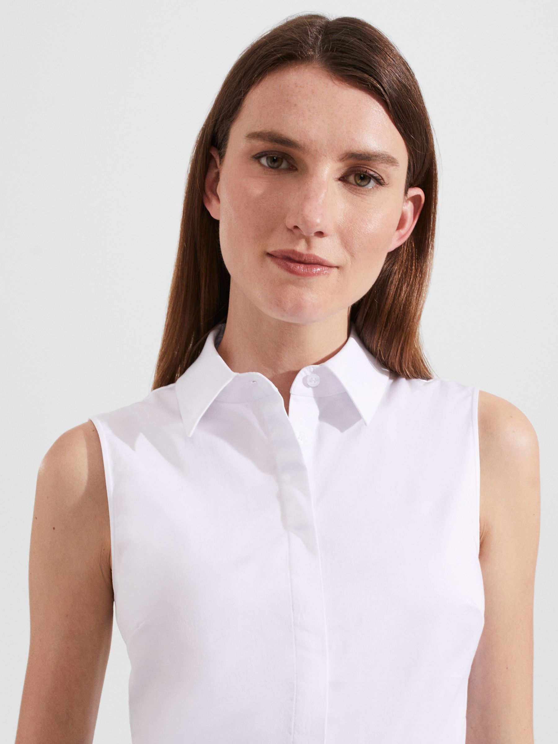 Hobbs Vic Plain Sleeveless Shirt, White at John Lewis & Partners