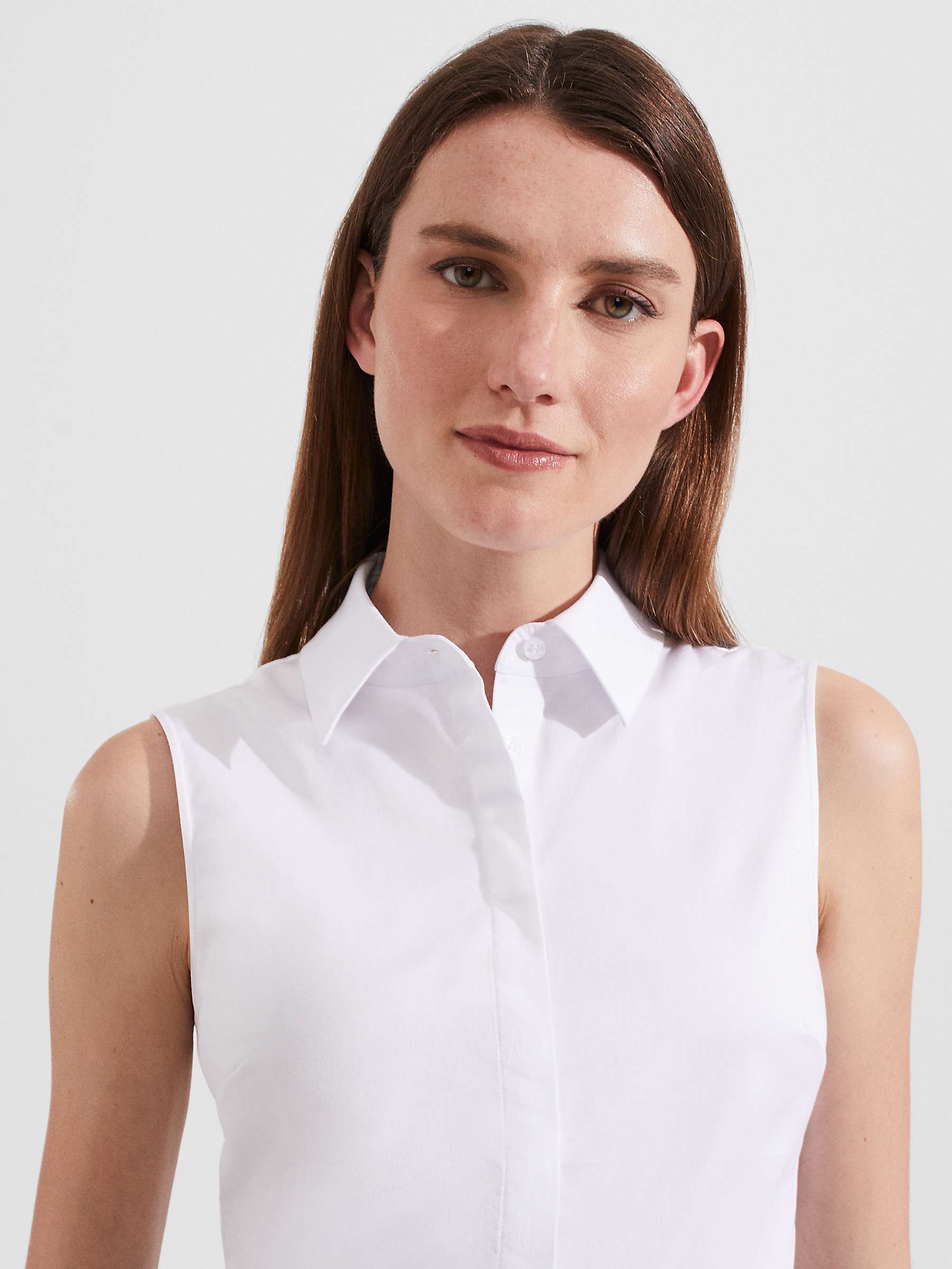 Buy Hobbs Vic Plain Sleeveless Shirt, White Online at johnlewis.com