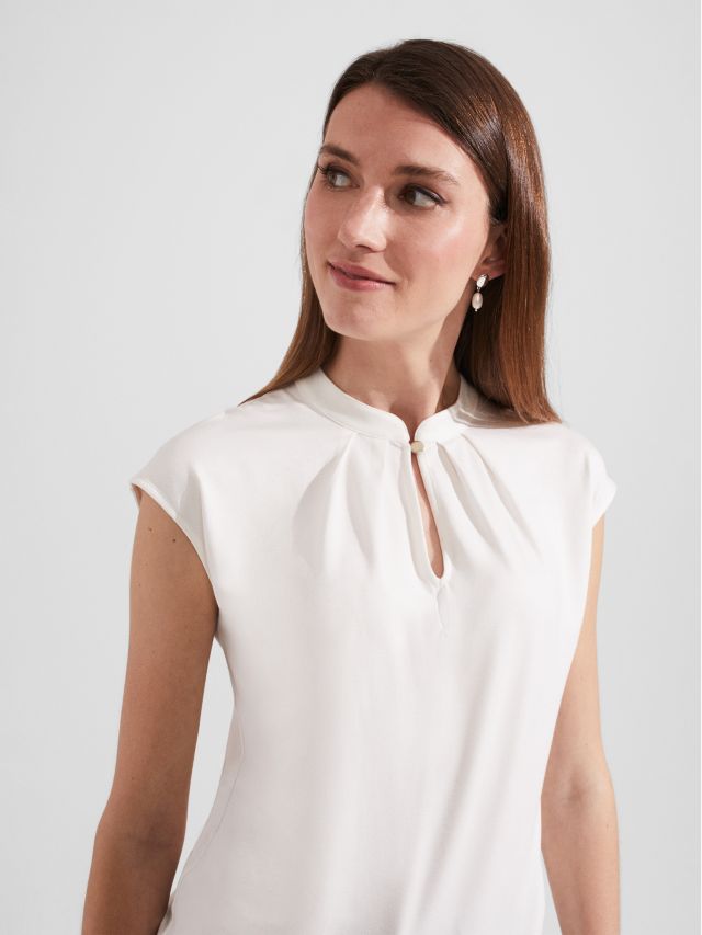 Hobbs Maeve Cap Sleeve Blouse Ivory Xs 