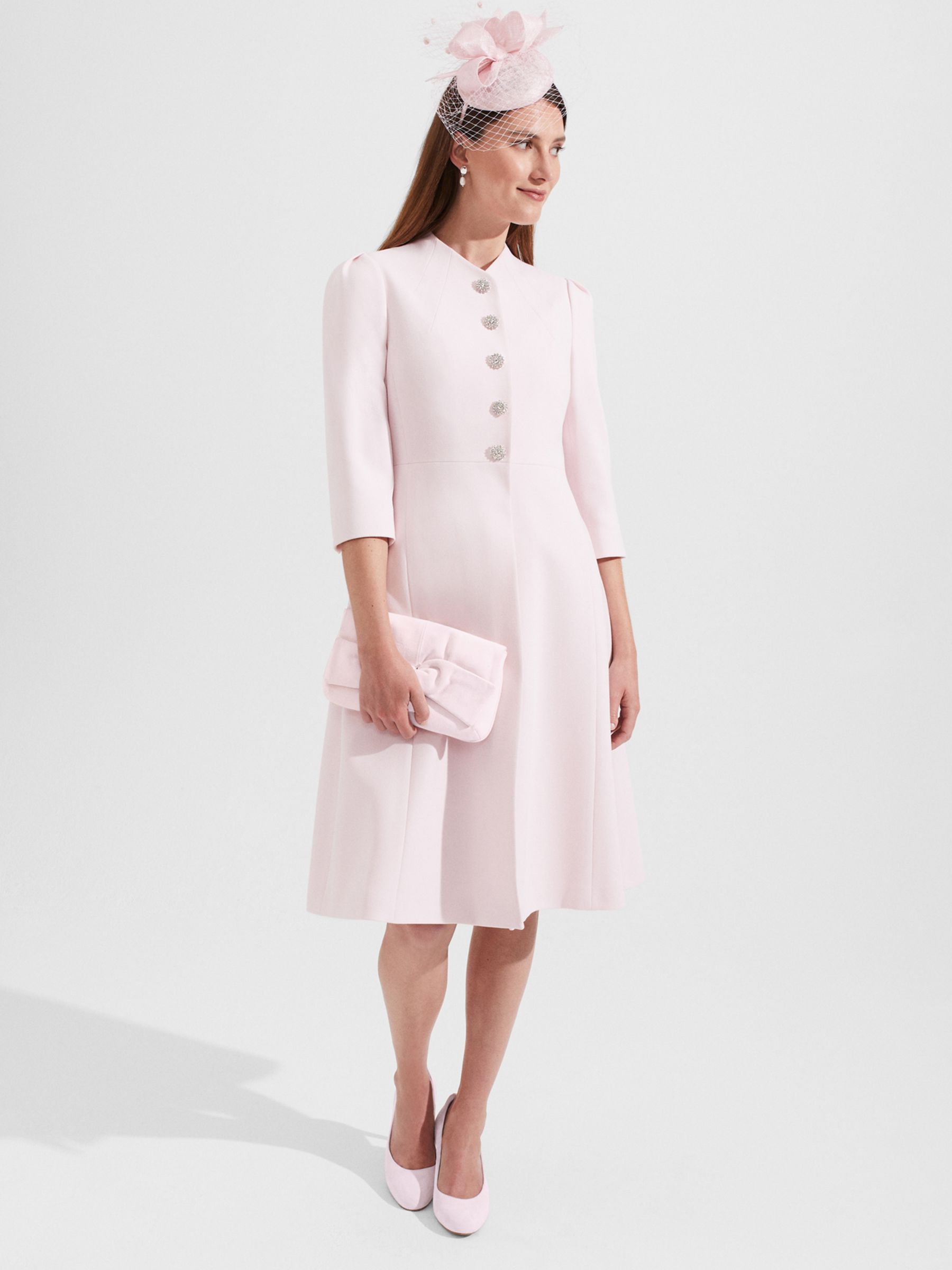 Buy Hobbs Chara Plain Coat, Pale Pink Online at johnlewis.com