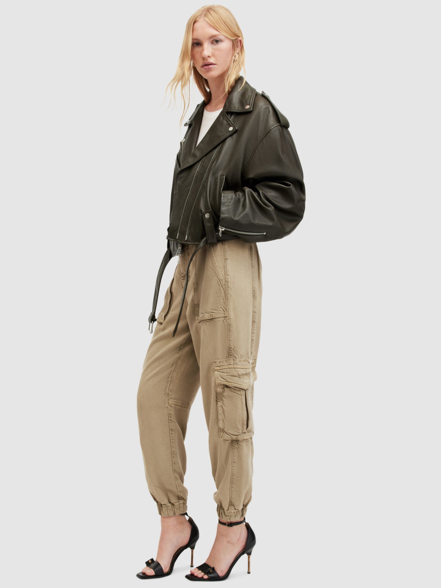 Buy AllSaints Frieda Tencel Trouser, Washed Olive Green Online at johnlewis.com