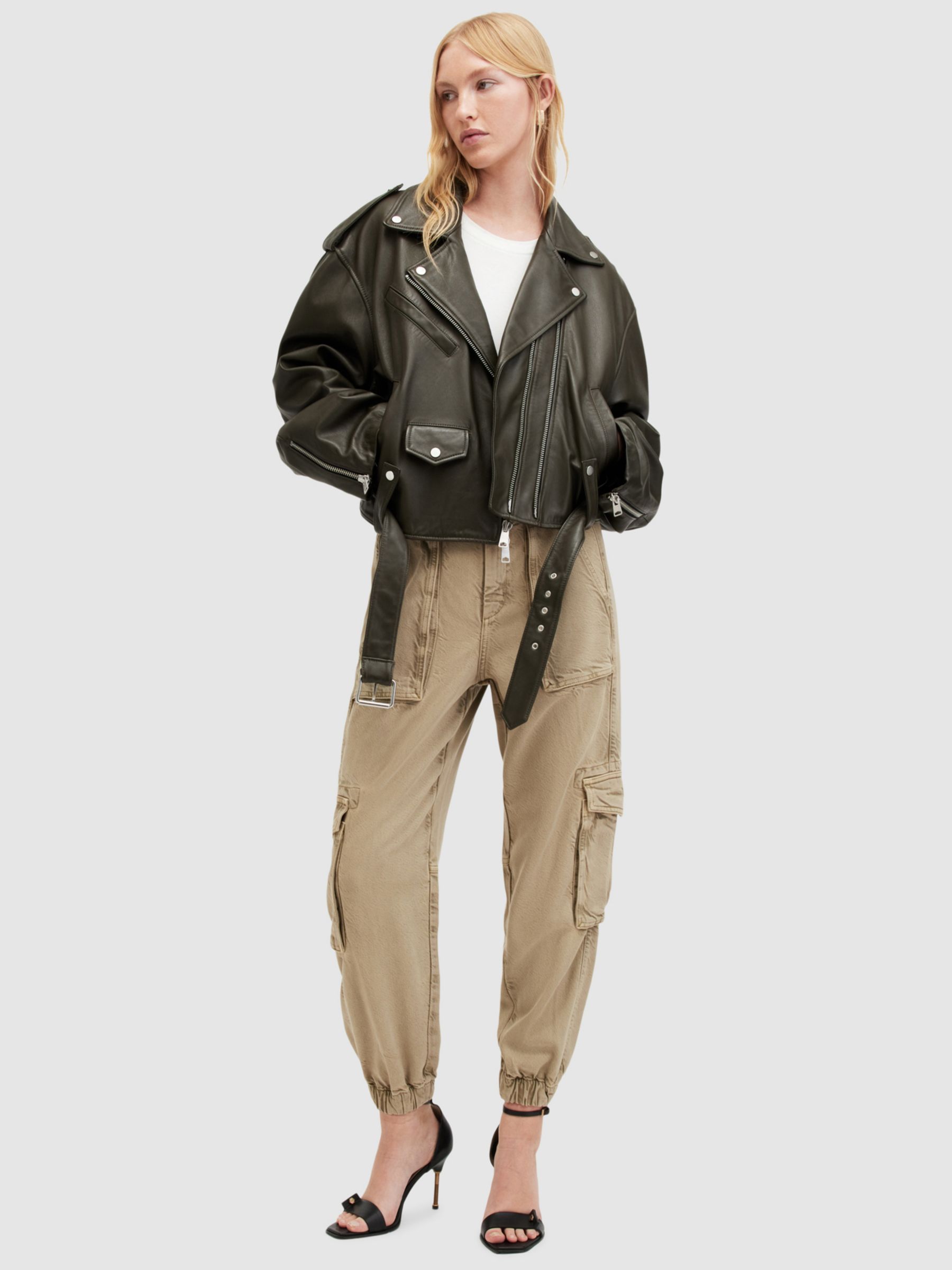Buy AllSaints Frieda Tencel Trouser, Washed Olive Green Online at johnlewis.com