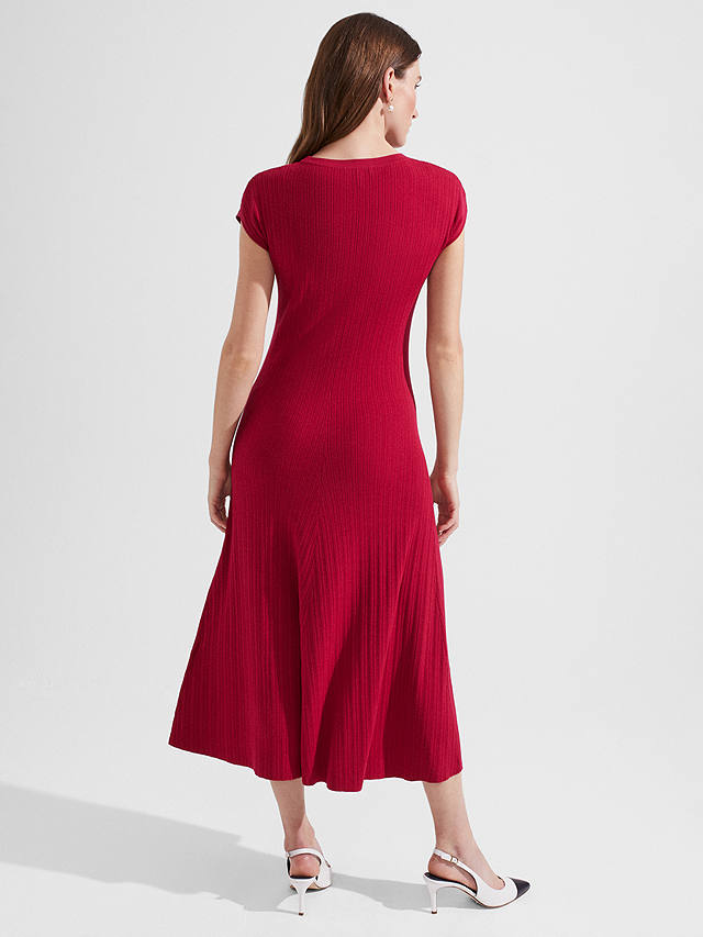 Hobbs Reena Plain Knit Dress, Berry Red