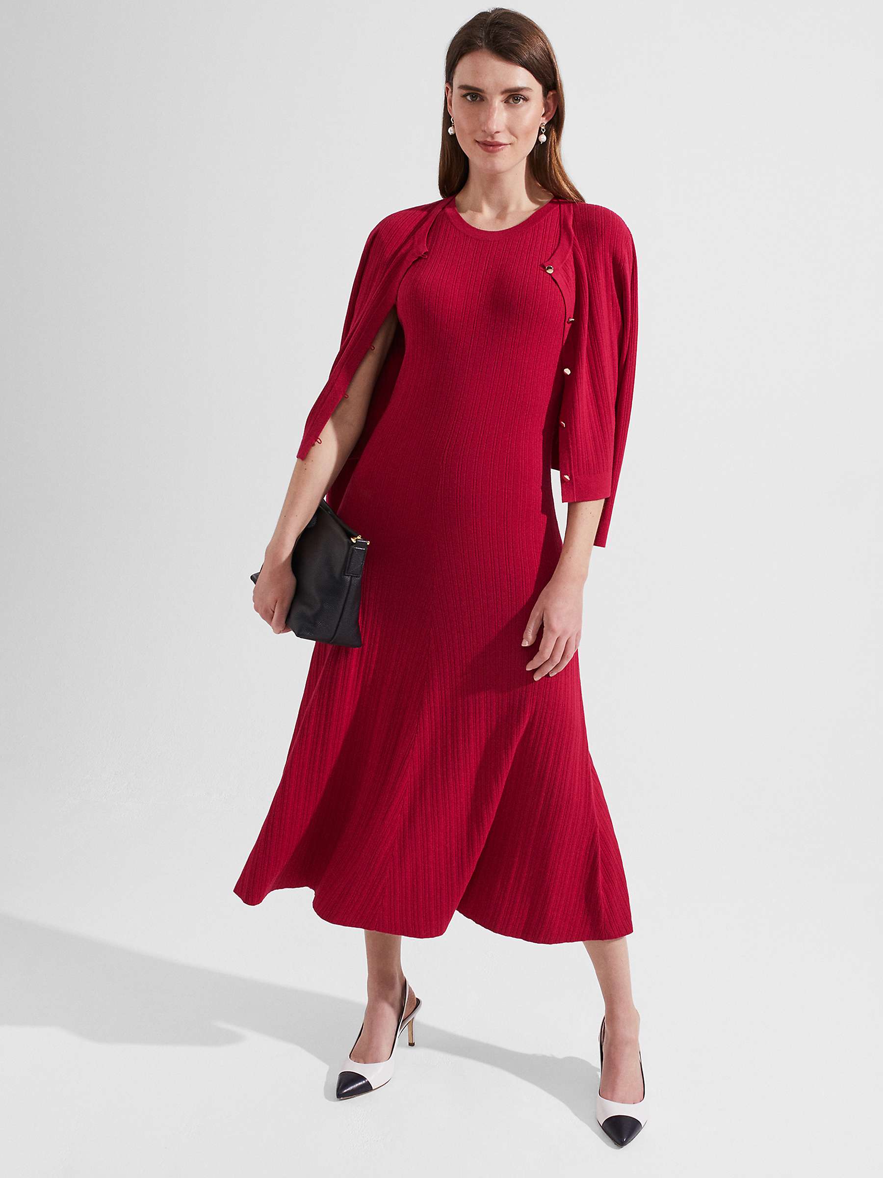 Buy Hobbs Reena Plain Knit Dress, Berry Red Online at johnlewis.com