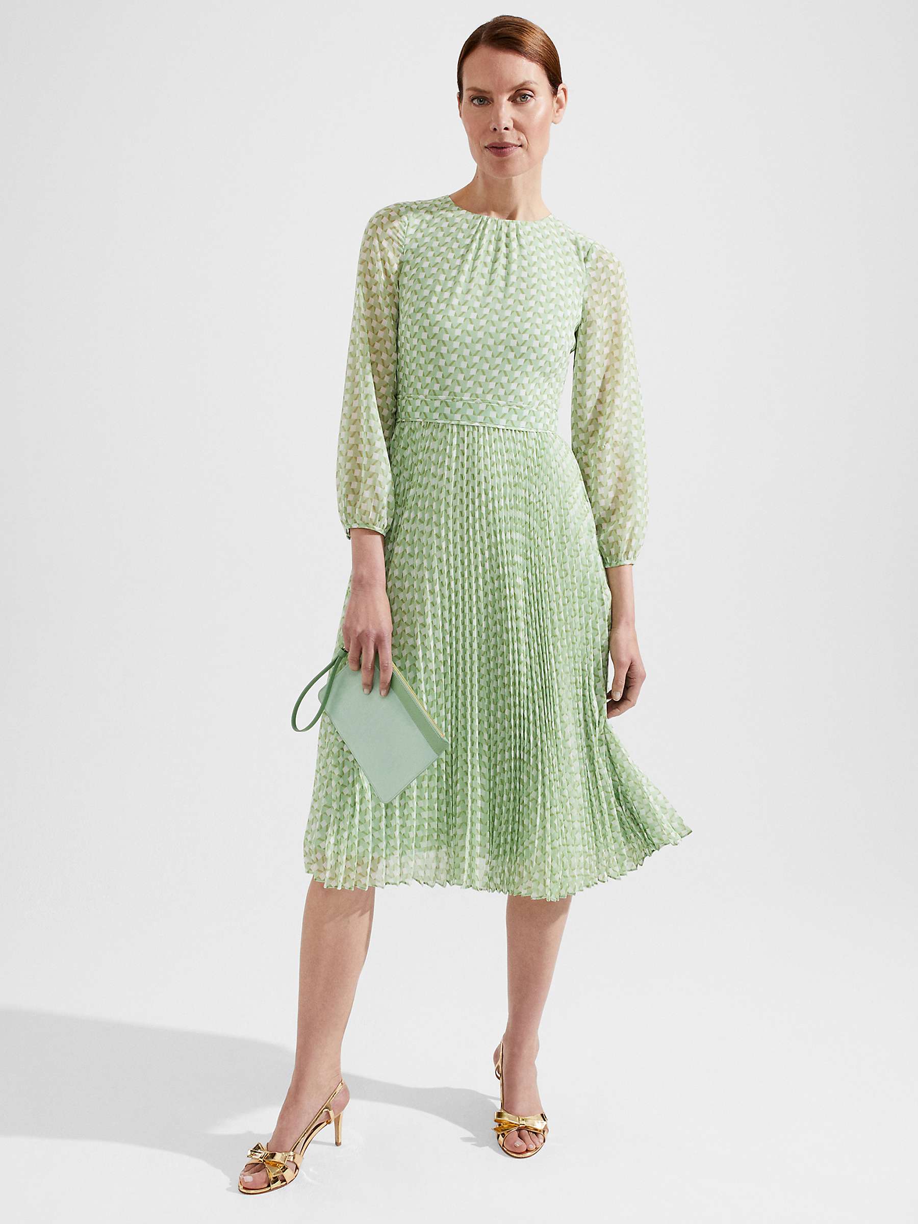 Buy Hobbs Petite Salma Dress, Green/Multi Online at johnlewis.com