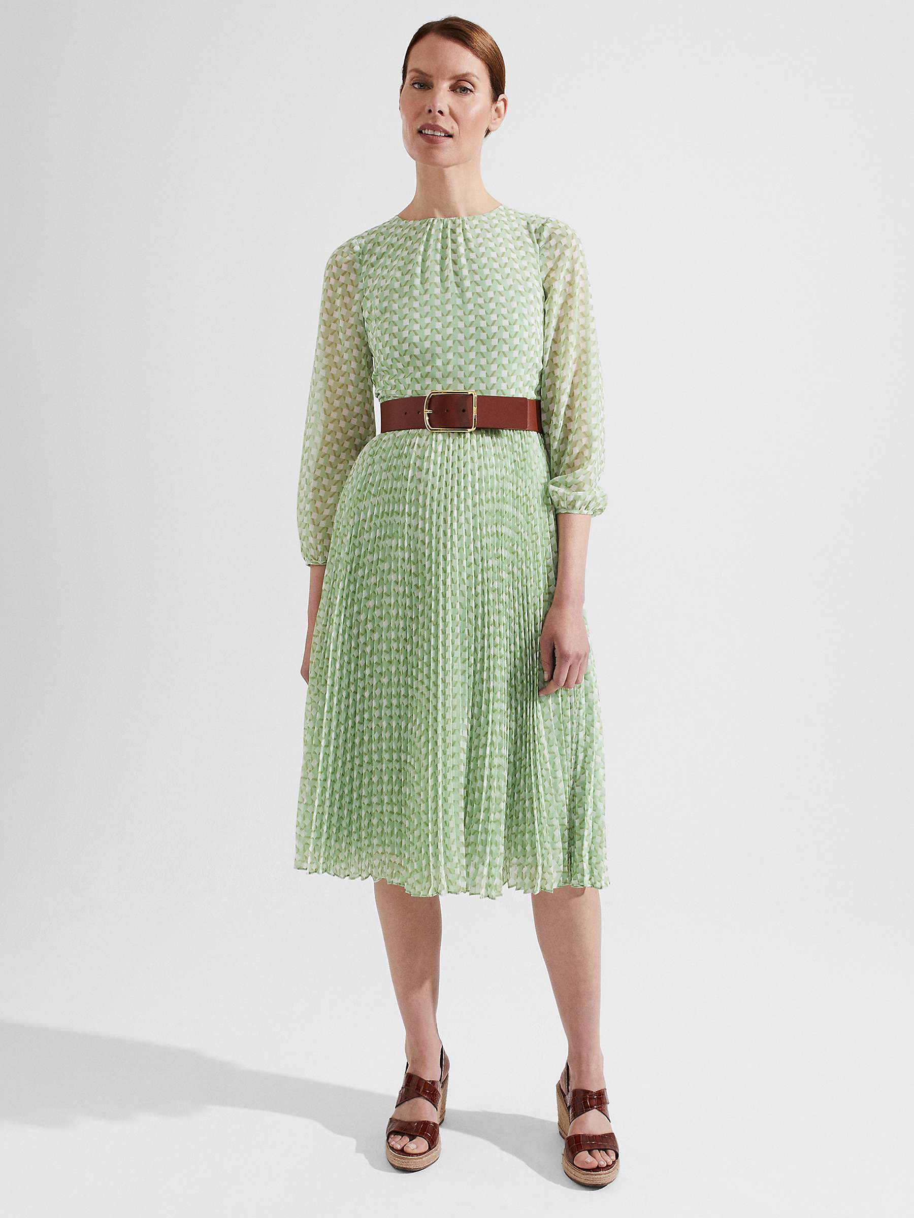 Buy Hobbs Petite Salma Dress, Green/Multi Online at johnlewis.com
