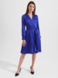 Hobbs Sally Plain Wrap Dress, Egyptian Blue, Egyptian Blue